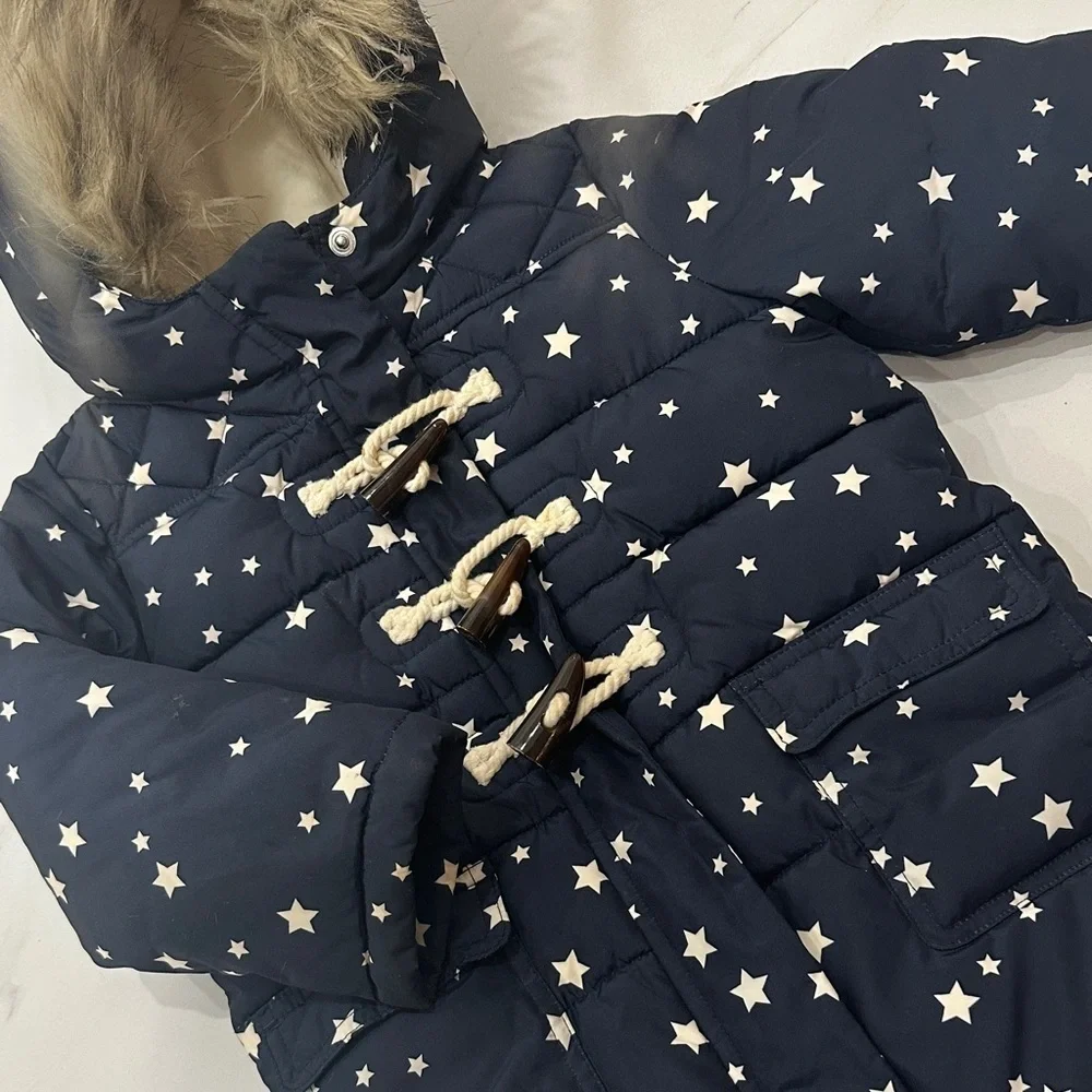 💰$10 CLOSET SALE 💰 Baby GAP Navy Star Puffer Jacket with Faux Fur